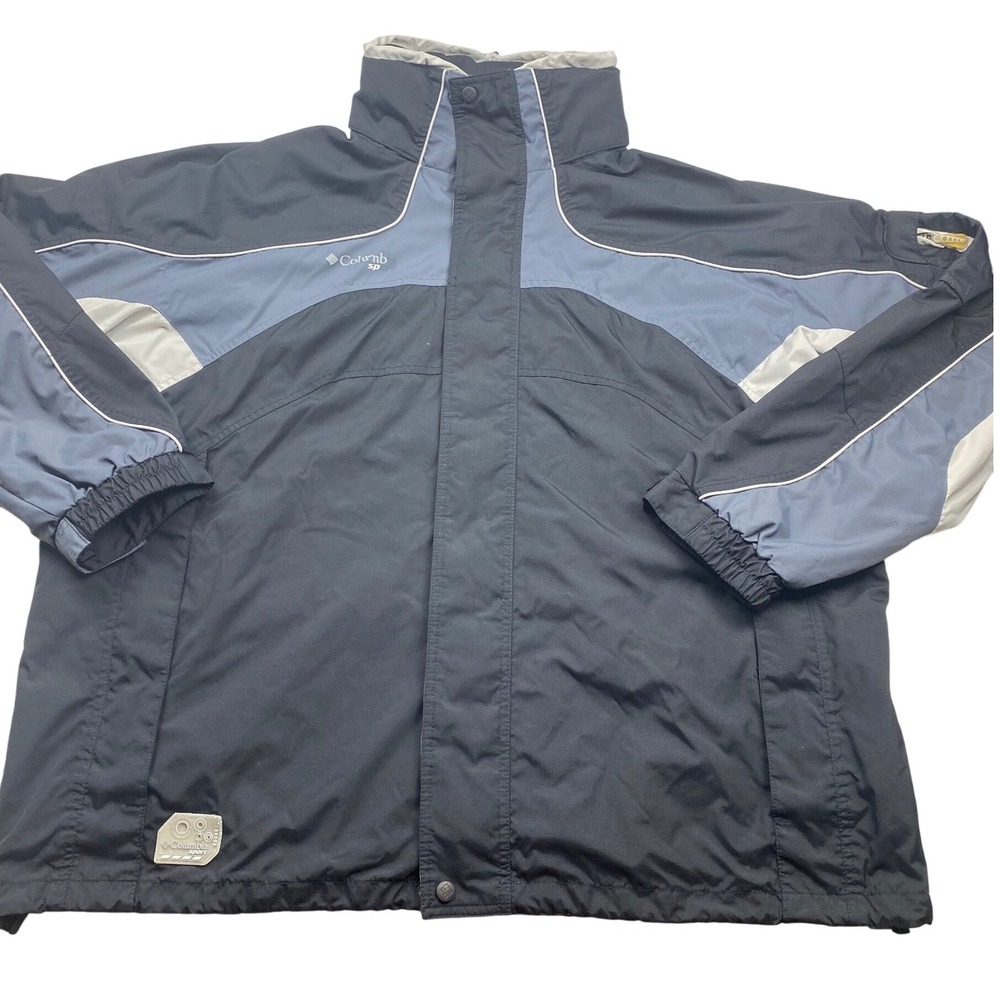 Columbia Sportswear Mens XL Windbreaker Jacket Black Grey Colorblock Full Zip